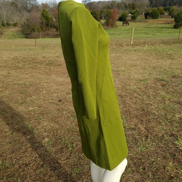 Vintage Long Sleeve Green Dress 50's 60's XS S - Picture 2 of 5